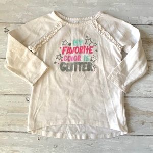 Girls 2T White Long Sleeve Graphic Tee Shirt Glitter My Favorite Color Toddler
